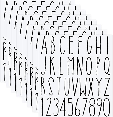 Miniatura 8 de 8 hojas de calcomanías de letras de vinilo, autoadhesivas, kit de números de vinilo, calcomanías del alfabeto, calcomanías de números de buzón de