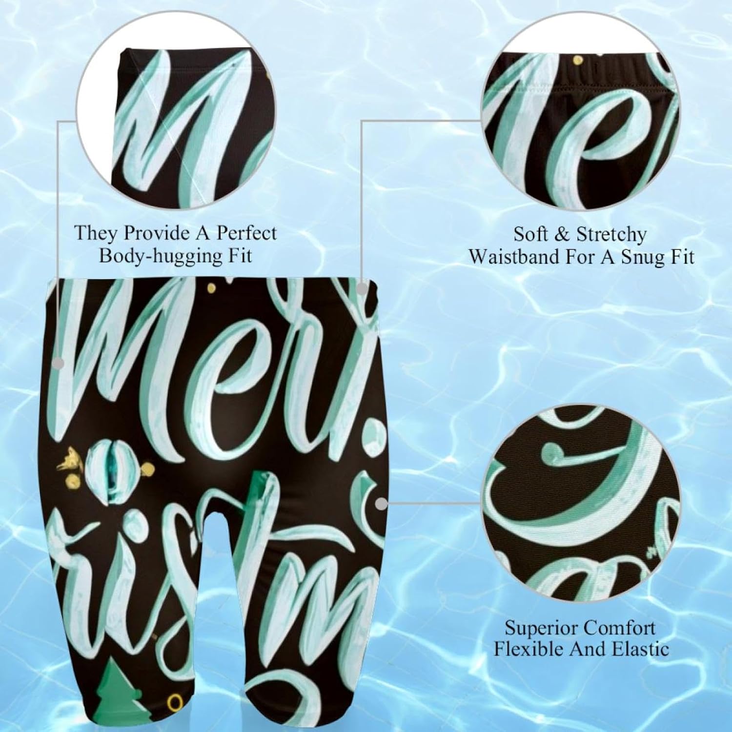 Happy Christmas Jammers for Men, Size S to 3XL Swim Jammer Swimsuit for Practice and Competition Swimming