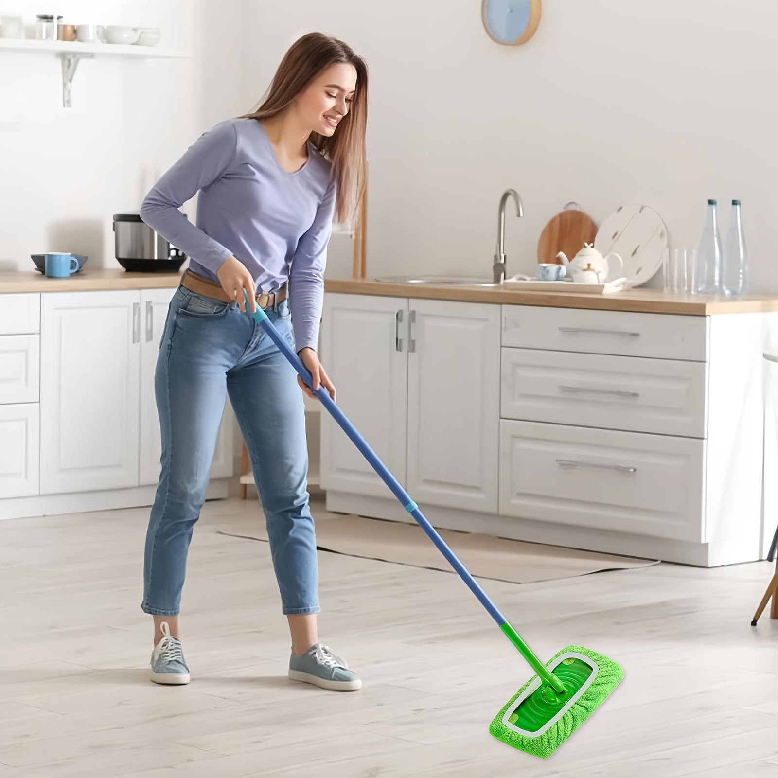 10 szt. ścierek wielokrotnego użytku do mopa podłogowego, zestaw pokrowców na mop, do mopa, na wilgoć i sucho, uniwersalne ściereczki do podłóg i okien, 25 x 11,5 cm