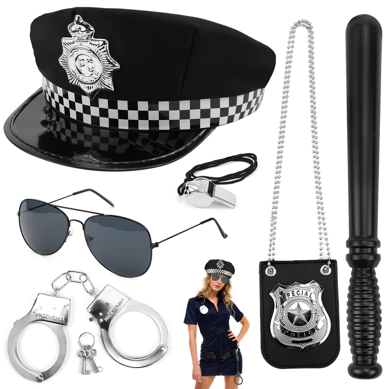Raxfekro Disfraz policia adulto niño placa policia policiales acero Disfraz de Halloween y Fiesta Cosplay accesorios carnaval para disfrazar