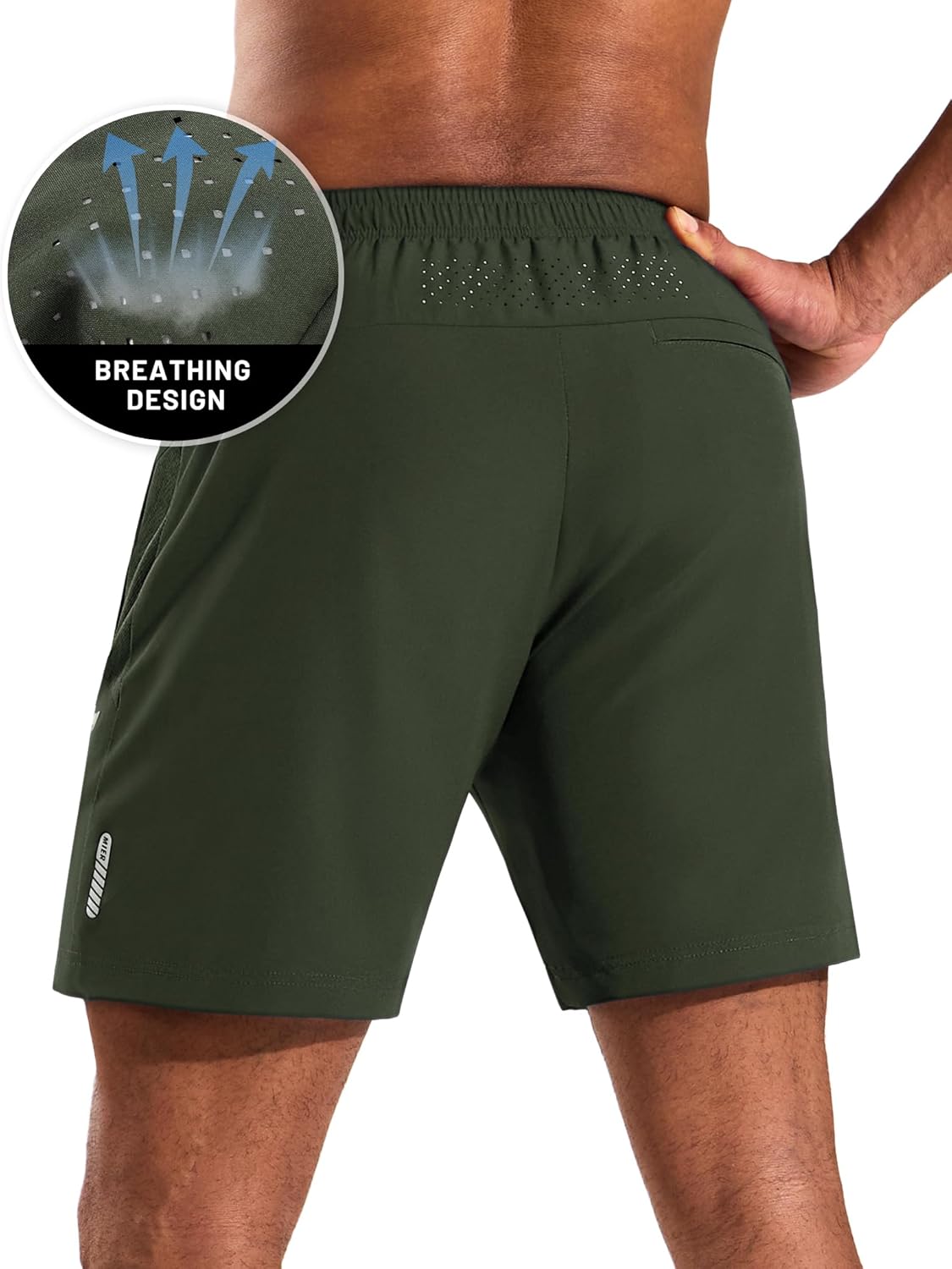 MIER Mens Athletic Shorts 7 Inch Inseam Quick Dry Breathable Running Gym Workout Shorts with 3 Zipper Pockets, No Liner - Image 2