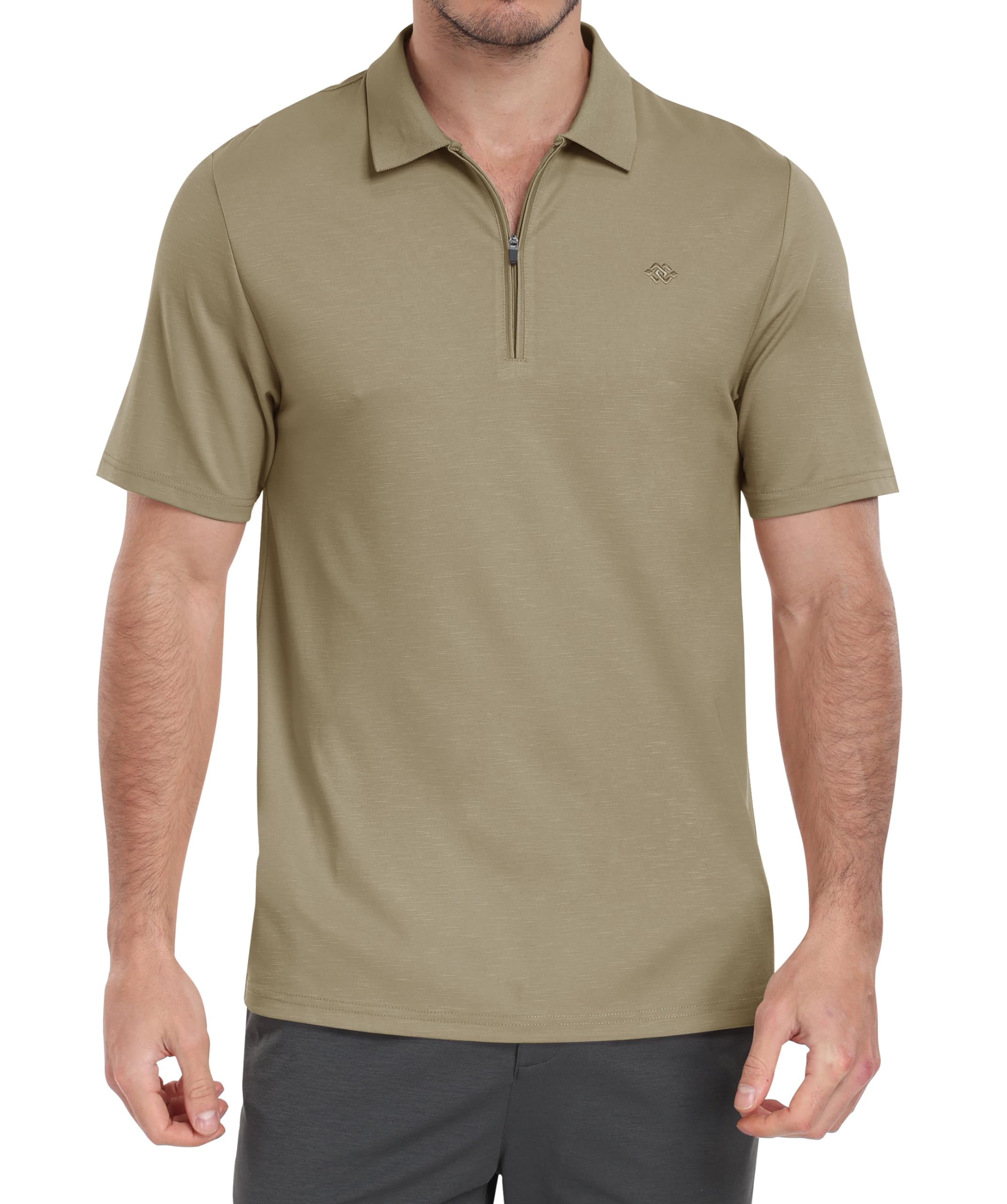 MoFiz Herren Poloshirt Kurzarm Baumwolle Polohemd Verdeckter Reißverschluss Kragen Atmungsaktiv Sommer Sport Golf Polo Arbeitsshirt