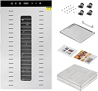 Vista 7 de Máquina deshidratadora de alimentos eléctrica comercial con ruedas, 1700 W, 20 bandejas, deshidratador de alimentos de acero inoxidable para carne