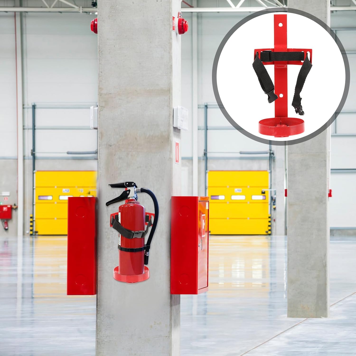 VILLCASE Fire Extinguisher Wall Mount Bracket with Adjustable Straps Compact 10.03 Inch Fire Extinguisher Holder Rack for Home Office Car Boat Safety