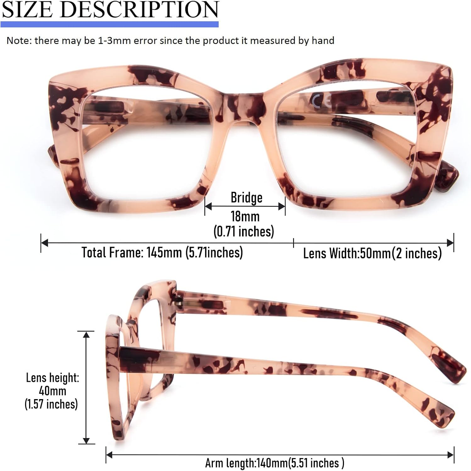 DXYXYO Oversized Square Reading Glasses for Women Blue Light Blocking Oprah Style Thick Frame Readers with Spring Hinge - Image 4
