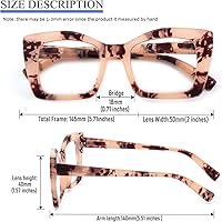 Vista 22 de DXYXYO Oversized Square Reading Glasses for Women Blue Light Blocking Oprah Style Thick Frame Readers with Spring Hinge