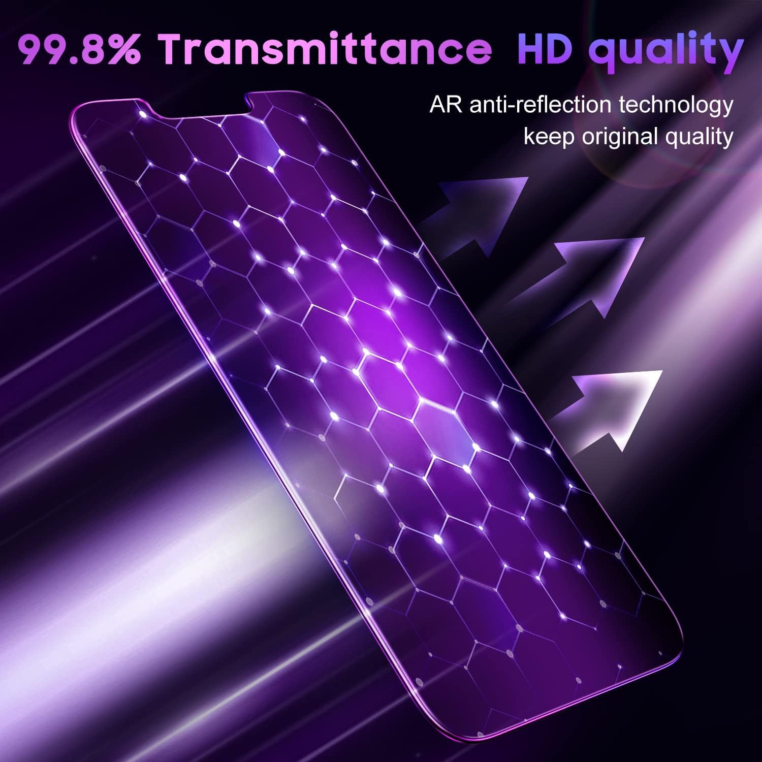 Uyiton for iPhone 14/13/13pro Privacy Screen Protector,9H+ Tempered Glass Screen Cover 【Anti-Blue Light】 Full Coverage Easy to Install - Purple
