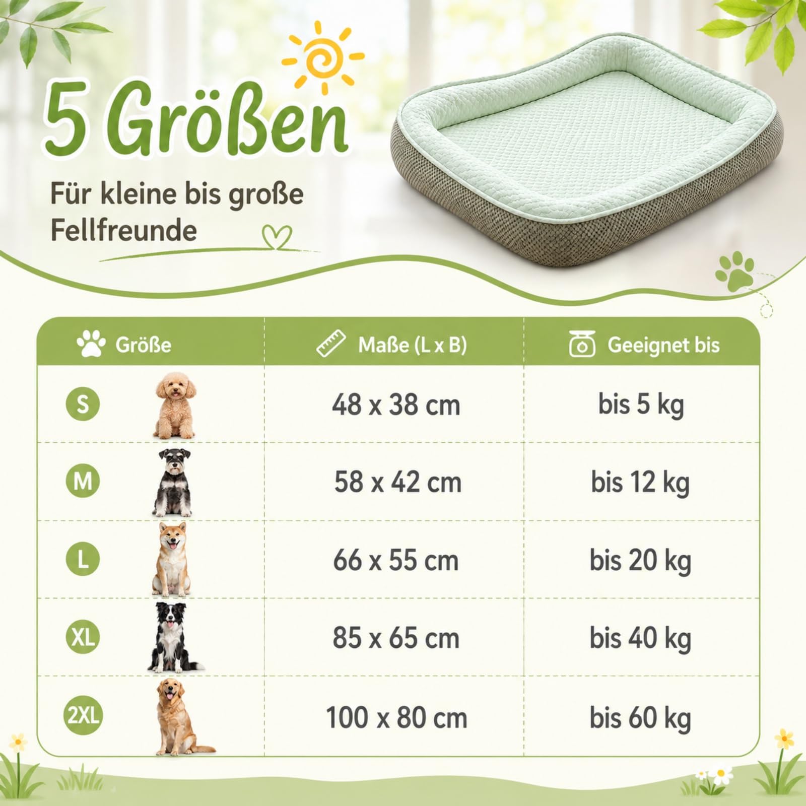 Generisch Premium Kühlkörbchen für den Sommer, Atmungsaktive Kühlmatte für Hunde & Katzenmit mit 3D-Mesh-kühlmatte, Waschbar & Rutschfester, Weichhe Hundebetten für Hunde & Katzen，Grau：XXL