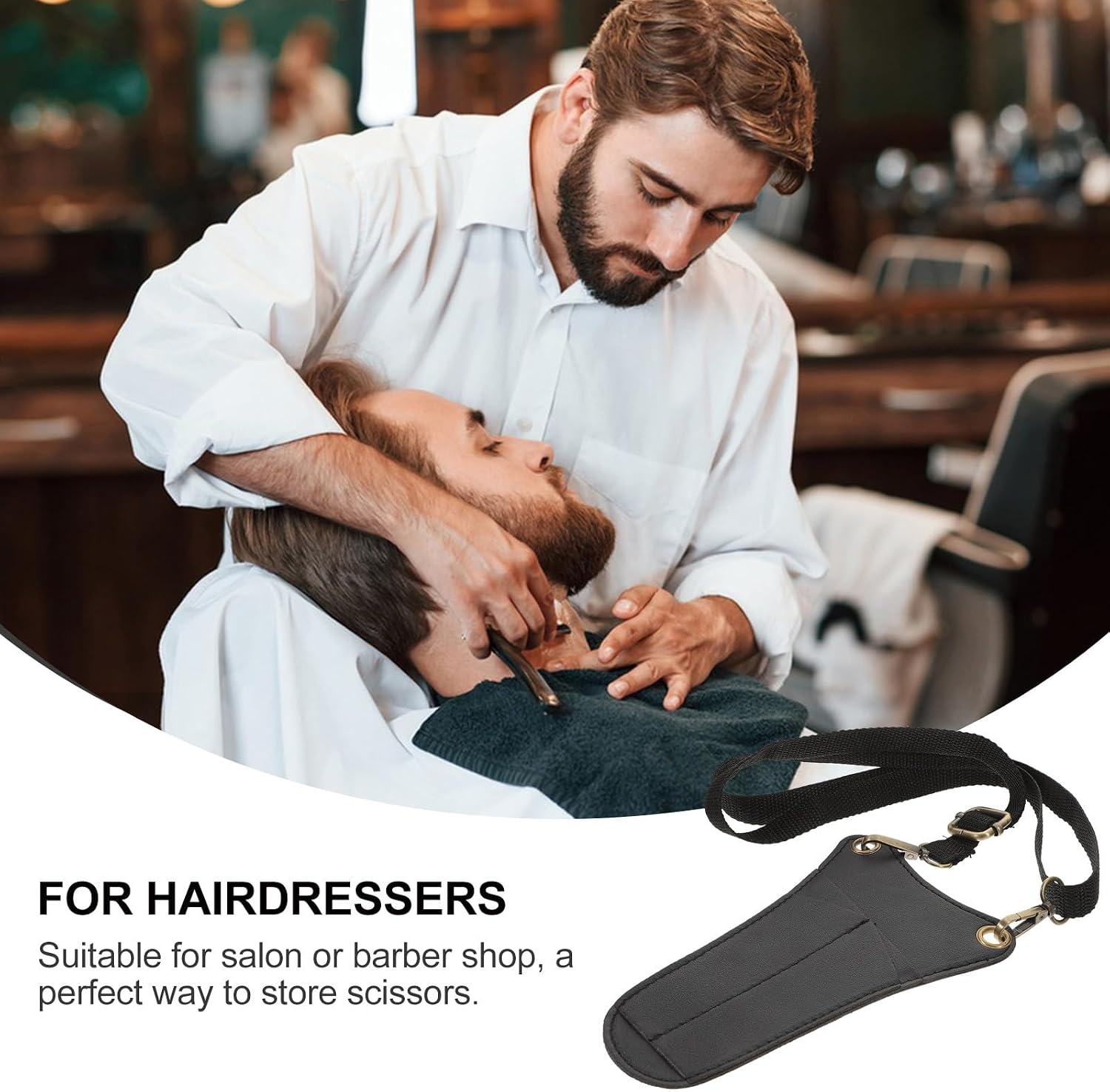 Leather Barber Scissors Pouch Portable Hairdressing Scissors Bag with Waist Design for Stylists to Keep Hair Clips and Comb at Your Side