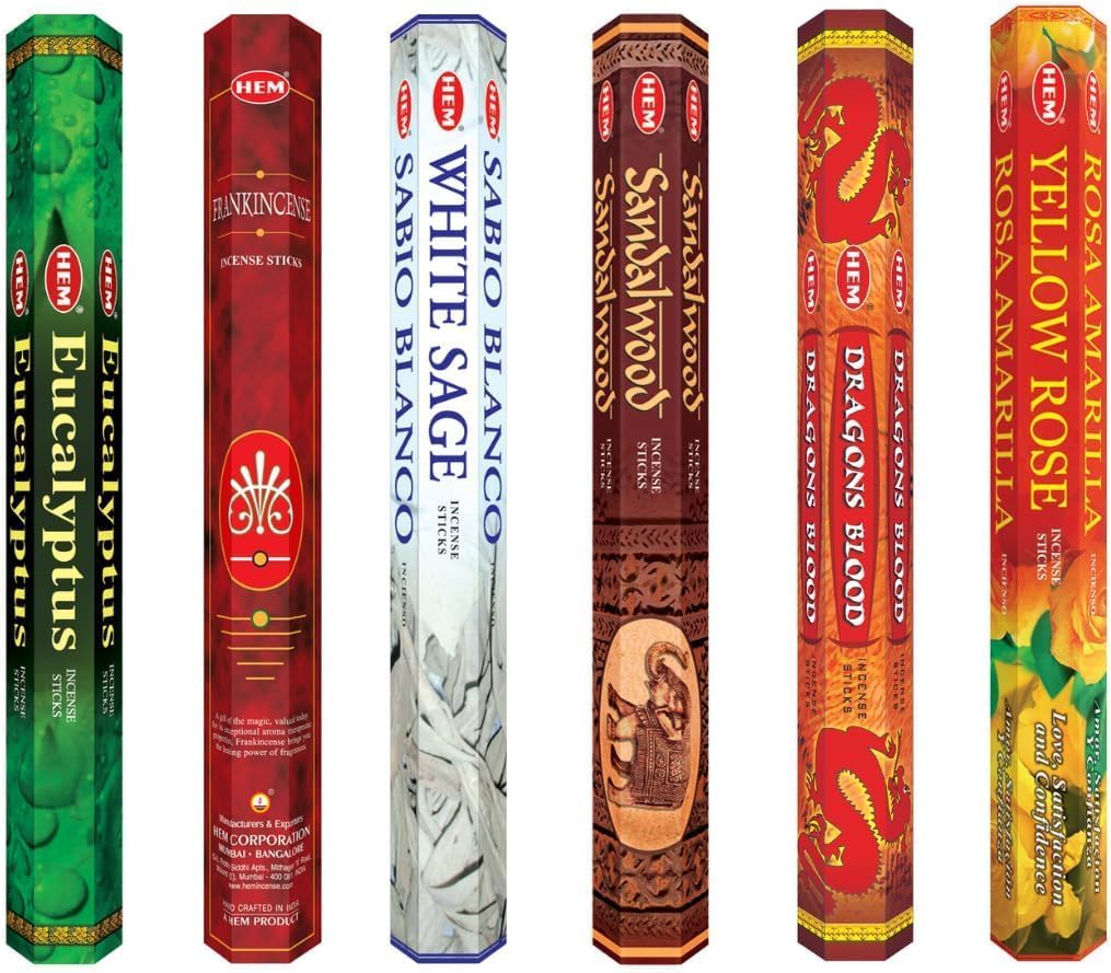 HEM Assorted Hexa Combo Incense Sticks (6 Premium Fragrances)