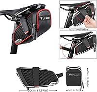 Vista 6 de Bolsa de asiento de bicicleta, bolsa de sillín de bicicleta, bolsa debajo del asiento, bolsa de sillín con correa para bicicleta, bolsa de ciclismo