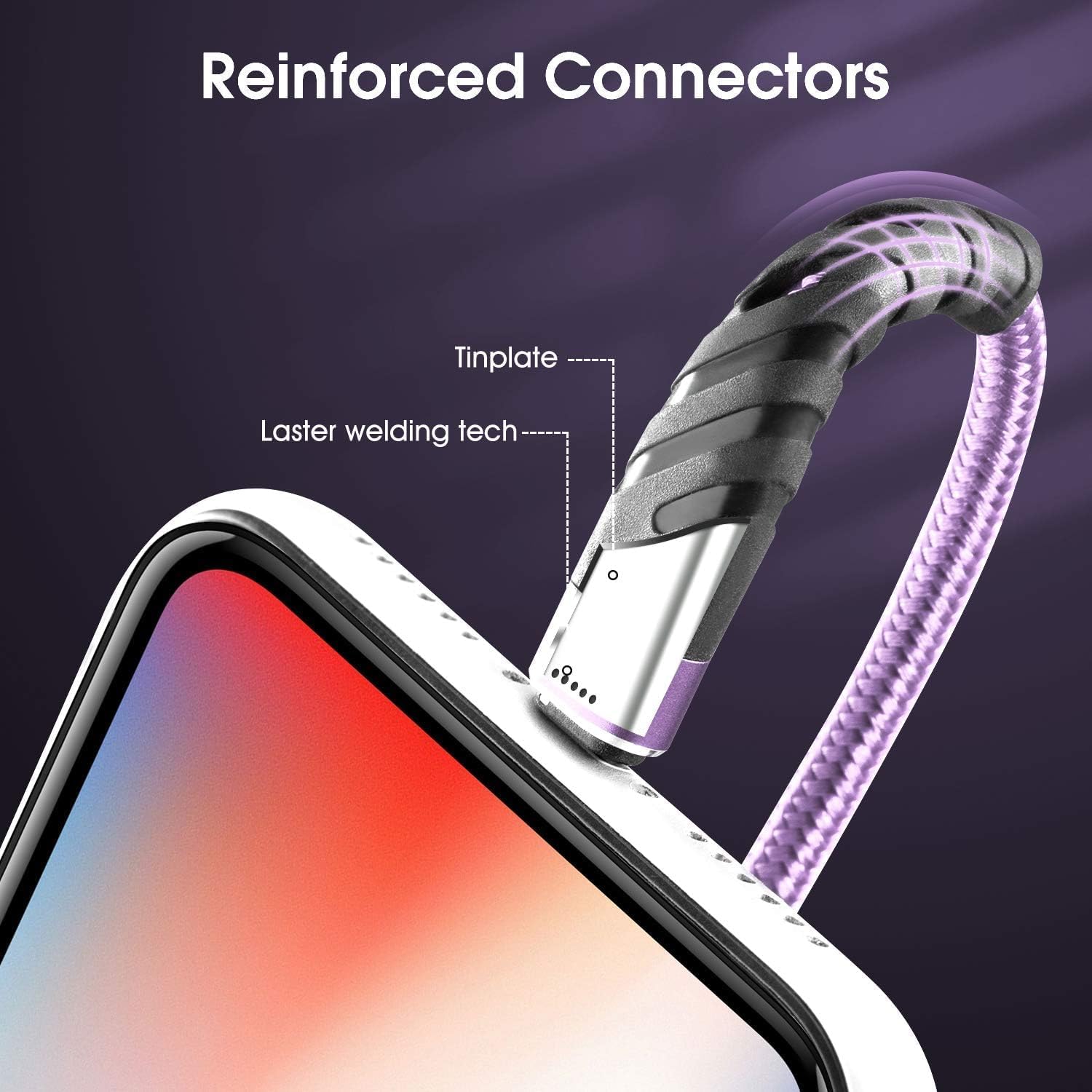 CyvenSmart (3 Pack) Long iPhone Charger 3ft for [MFi Certified], 3 Foot Lightning Cable Fast Charging Cord 3 Feet for iPhone 12/12 Pro/11/11 Pro/11 Pro Max/XS/XS Max/XR/X/8/8 Plus/7/7 Plus/6 Lavender