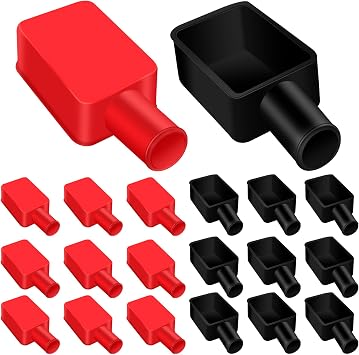 Xuhal 20 Pcs Battery Terminal Covers Red and Black Positive Negative Insulating Stud Covers Flexible Battery Terminal Protector Caps for Car Trucks Boat Electric Bikes