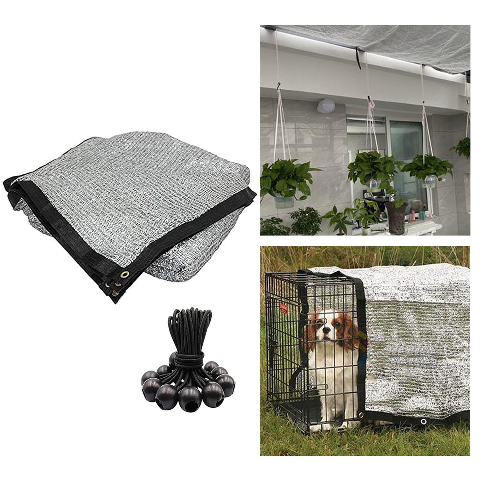 WQPMNYG Aluminet Sunshade Net for Greenhouse & Garden 75% Sun Block Reflective Shade Cloth Cooling Pet Shade with Grommets & Bungee Balls 2x8m/6.5x26ft