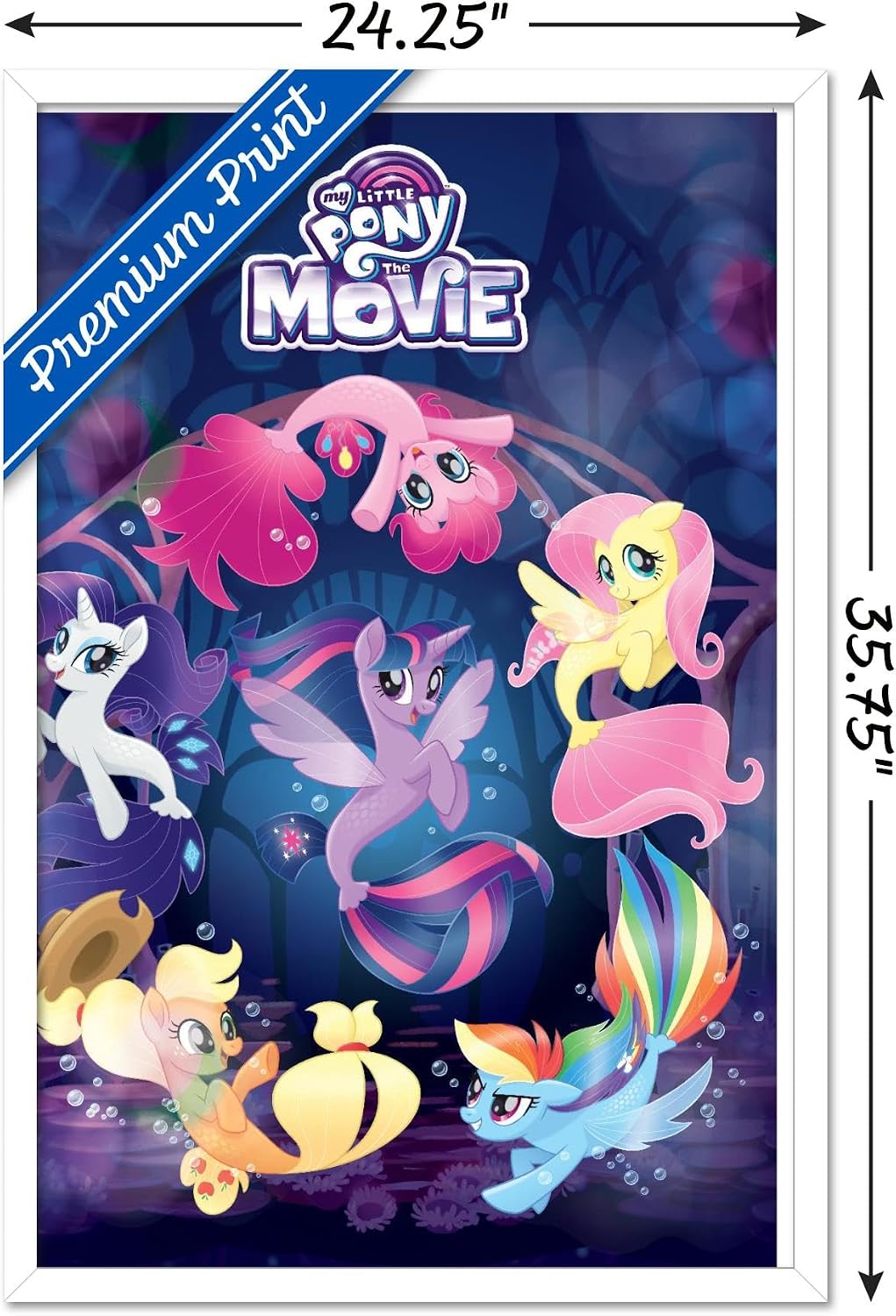 Trends International Hasbro My Little Pony Movie - Underwater Wall Poster, 22.375" x 34", White Framed Version