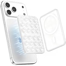 Magnetic Suction Phone Mount for MagSafe, Clear Octo Cup Buddy Sticky Grip for iPhone, Hands-Free Holder for Makeup Selfie Live Streaming Vlog, Content Creator Essentials, Transparent
