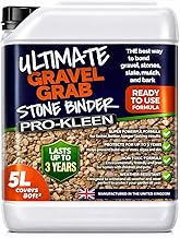 Pro-Kleen Ultimate Gravel Grab 5L (Covers 80 ft2) - Stone Glue Binder Fixing Spray - For Gravel, Slate, Mulch, Bark & More - Protects for up to 3 Years - Non Toxic, Weather Resistant & Porous Formula