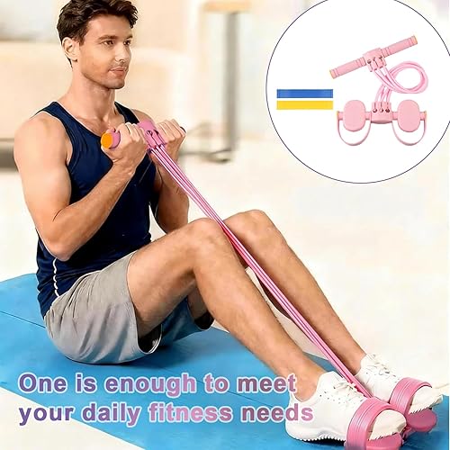 Miniatura 2 de Banda de resistencia con pedal y asa, mejora de 6 tubos desmontables, bandas de yoga multifuncionales, equipo de fitness de banda de resistencia