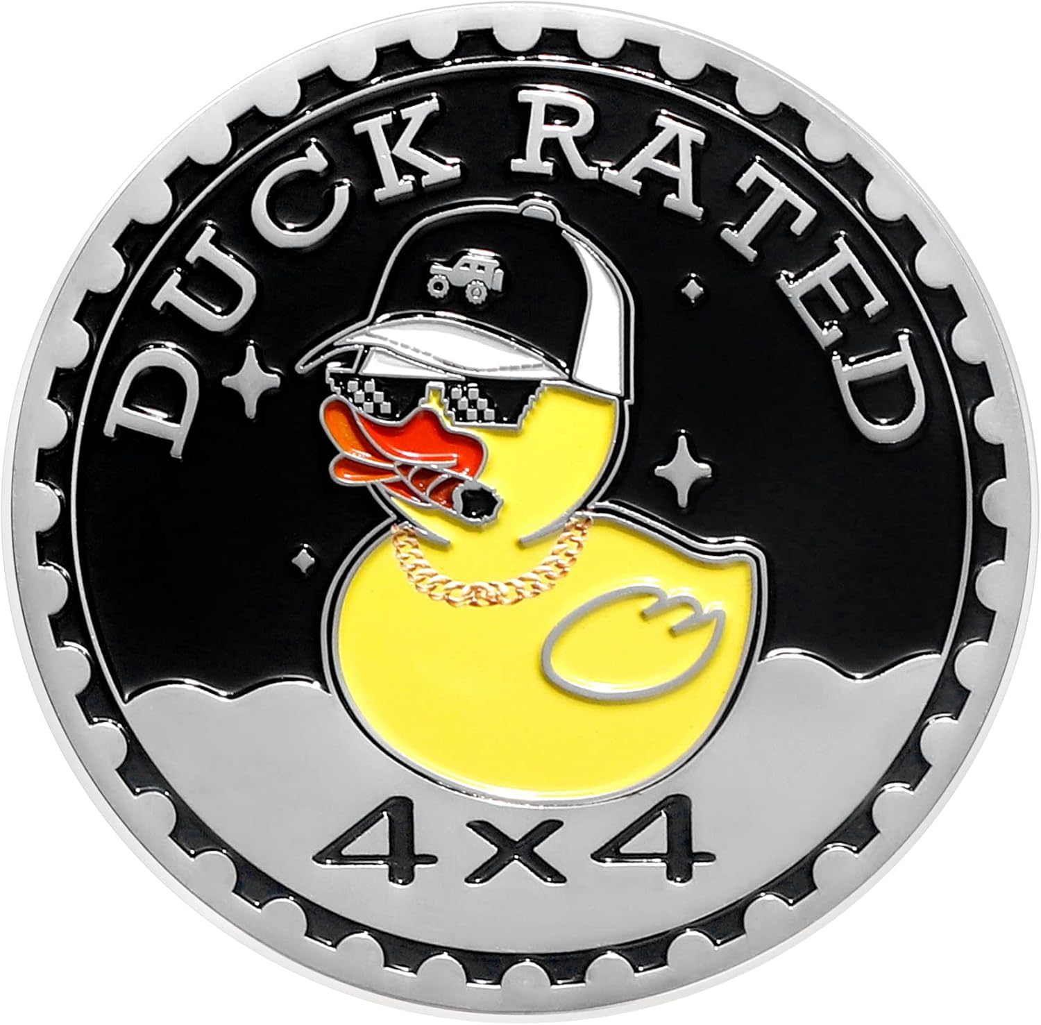 Duck Rated Car Emblem for Jeep - Metal Cool Duck Duck Stickers Automotive Car Badge Decals Compatible with Jeep Wrangler Vehicles Trucks SUV RV Decorations(Cool Pattern)
