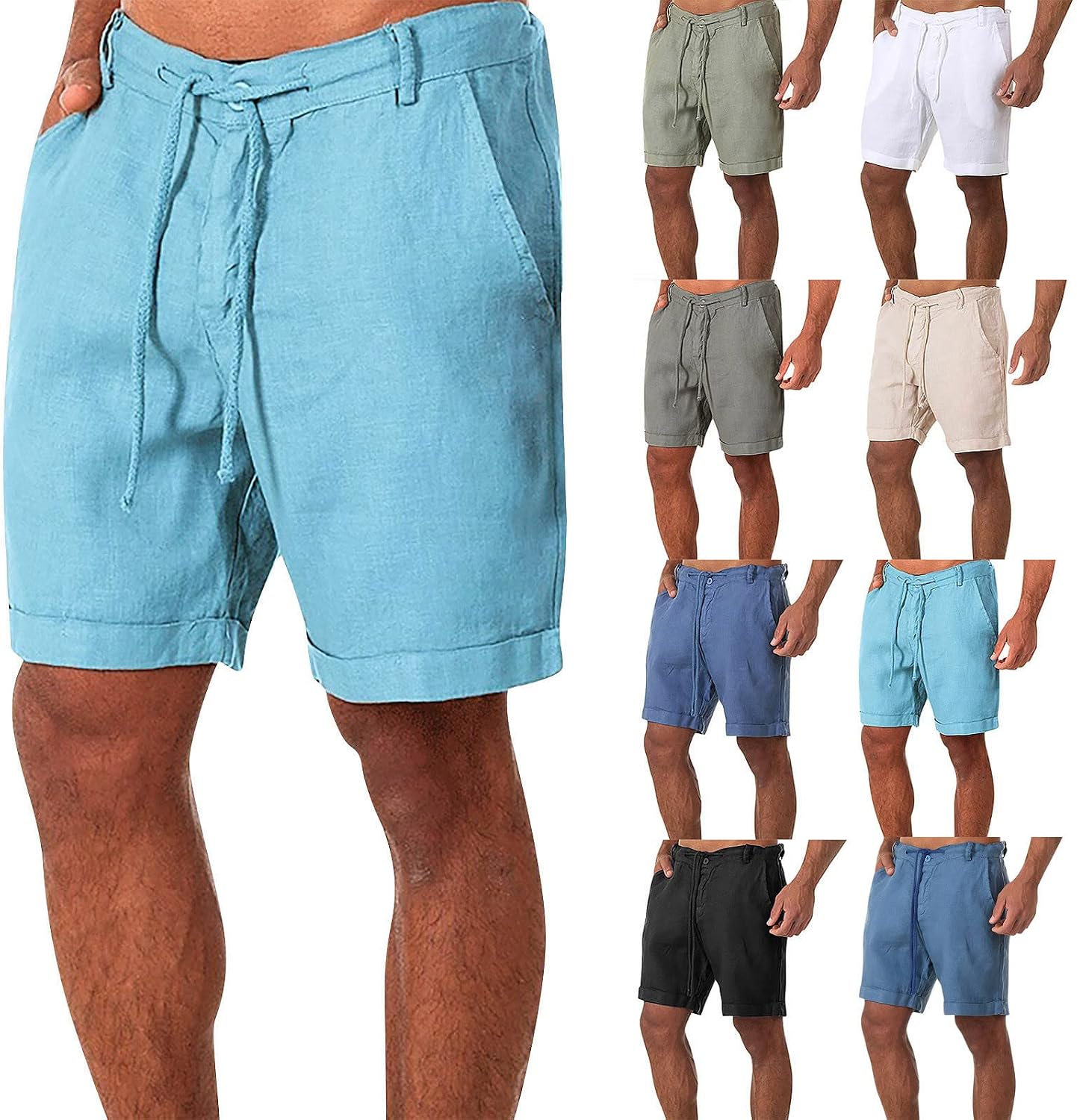 Ymosrh Mens Shorts Casual Summer Shorts with Pocket Drawstring Holiday Beach Shorts, S-3XL