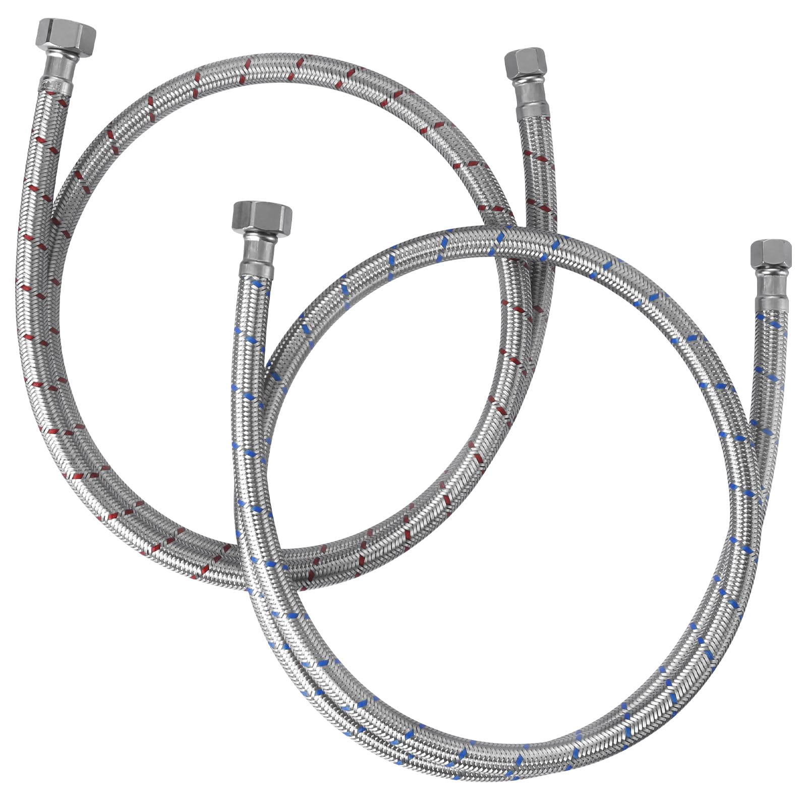 Lignes d'alimentation de robinet de 152,4 cm : connecteur de tuyau flexible tressé en acier inoxydable – Compression de 3/8 po x lignes d'alimentation en eau FIP de 1,27 cm pour robinet d'évier