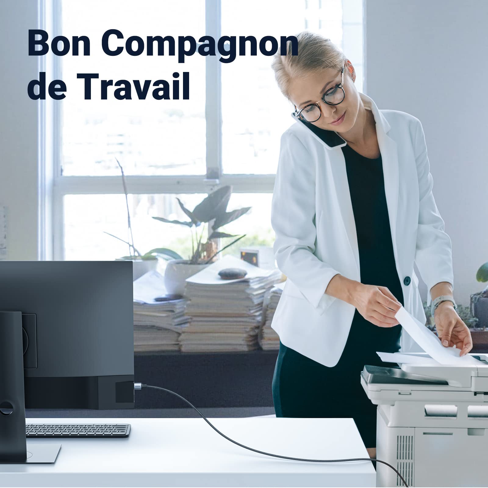 UGREEN Câble Imprimante USB 2.0 A vers B Nylon Tressé 2M