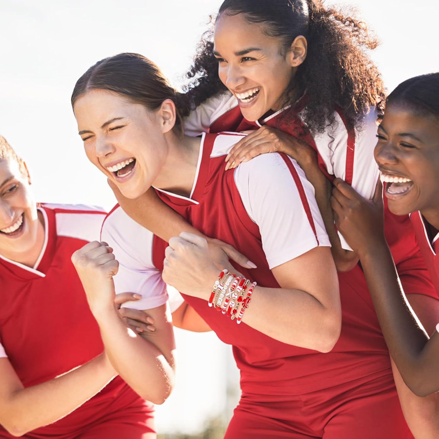 7 Pcs Baseball Bracelets, Baseball Charm Wristbands Stackable Preppy Friendship Sport Bracelets Softball Jewelry Accessories for Team Gifts Party Favors