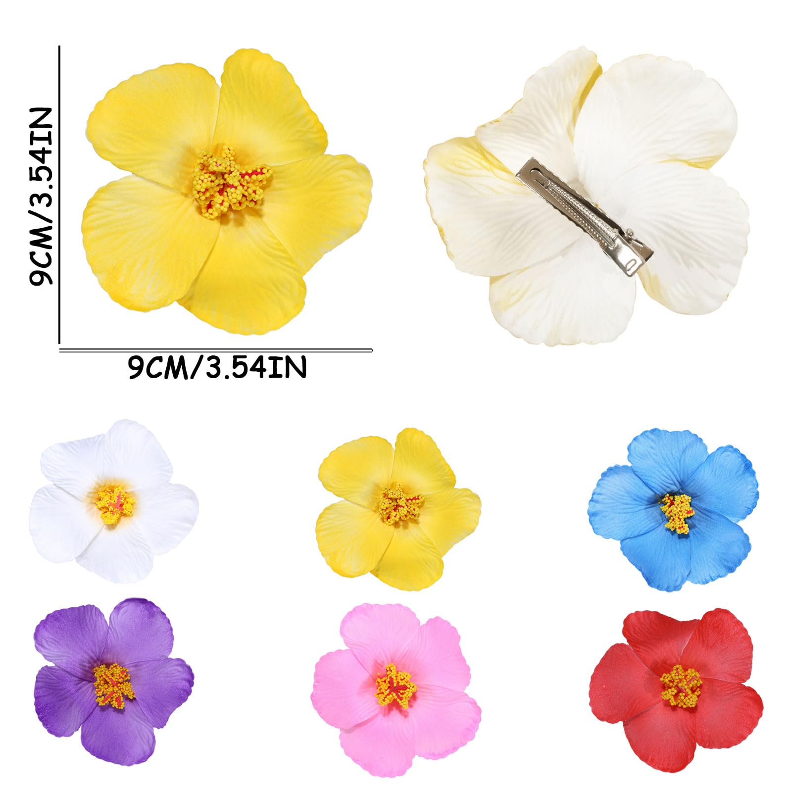 GWAWG 6PCS Bohemian Hair Clips, Artificial Tropical Hawaiian Beach Flower Pins in Multicolor Plumeria - Image 2