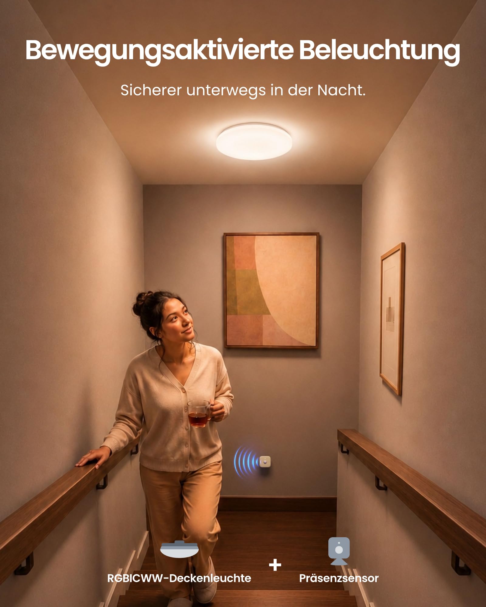 SwitchBot RGBICWW Deckenleuchte 30cm, Matter-Zertifizierte LED Deckenleuchte Dimmbar 2000LM, 2700–6500K, 20W, Kompatibel mit Alexa & Apple Home, CRI 90+, Deckenlampe LED für Schlafzimmer, Wohnzimmer