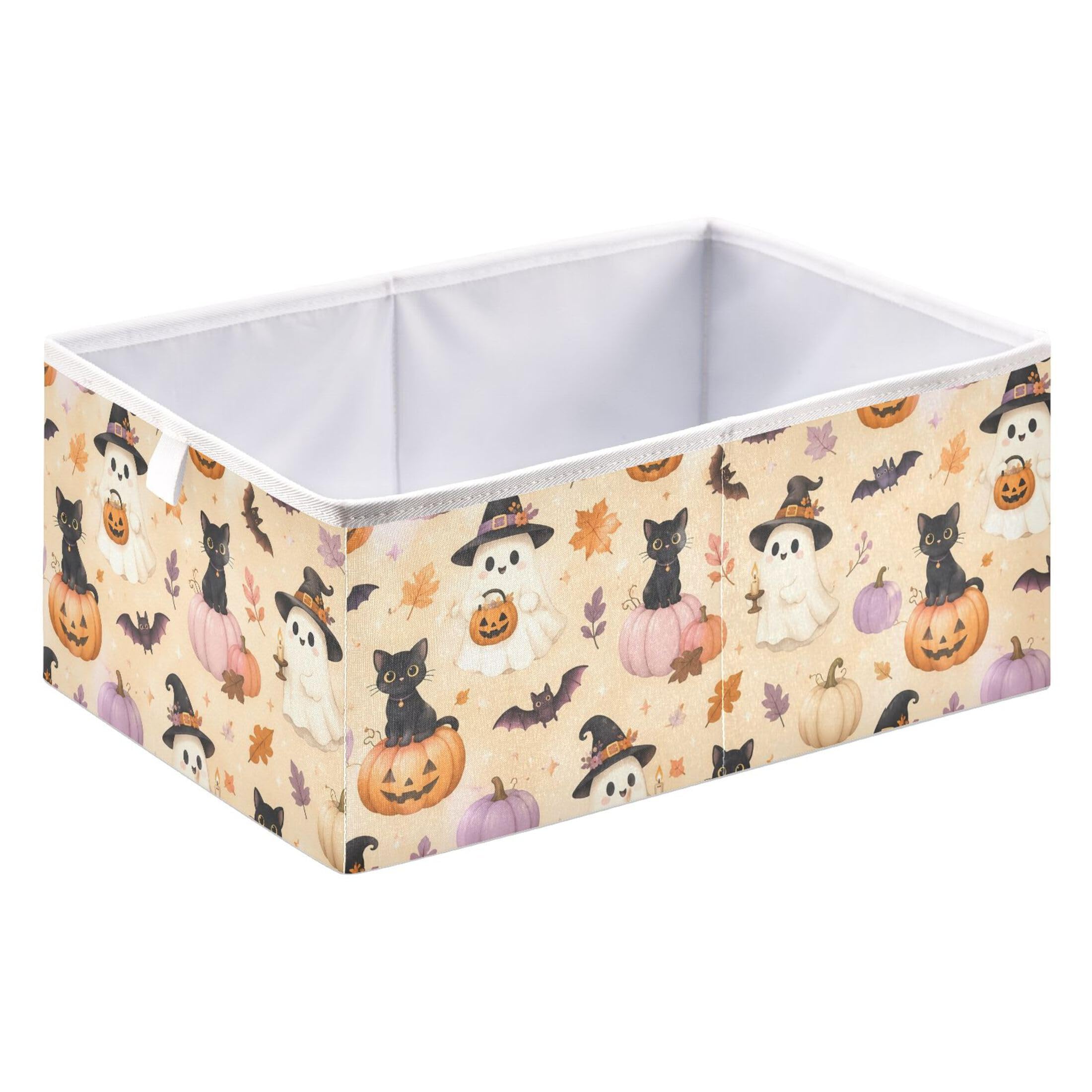 Kutsu Ghosts Pumpkins Storage Box, Foldable Storage Bins with Handle