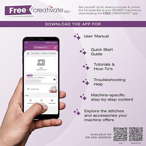 Miniatura 8 de SINGER Máquina de coser clásica 500 resistente con kit de accesorios, motor fuerte con potencia de perforación mejorada, 23 puntadas integradas,