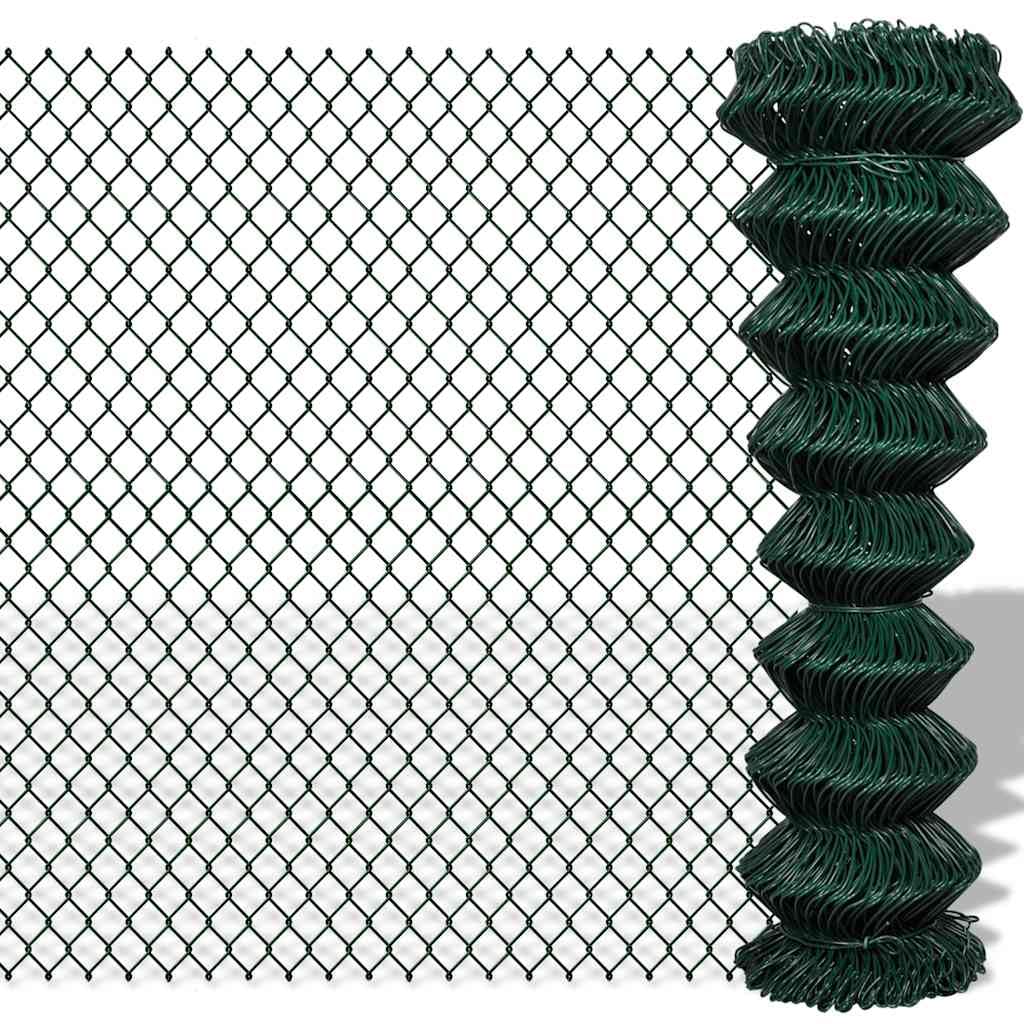 vidaXL Chain Fence 1.5x25m Green Garden Patio Wire Mesh Panel Fencing Barrier