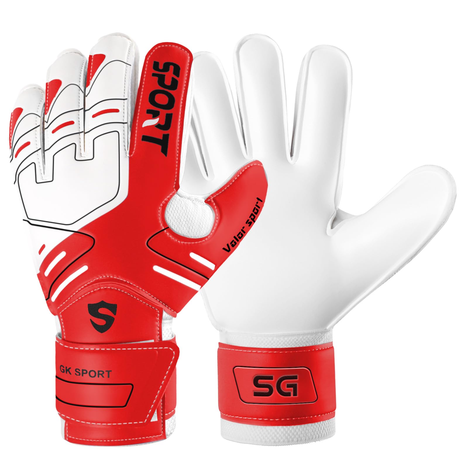WVVOU Professional Goalkeeper Gloves Suitable for Adults Youth Kids, High Performance Football Goalie Gloves with Finger Protection and 4mm Latex Palm for Training and Matches (Red, 5) — image 1