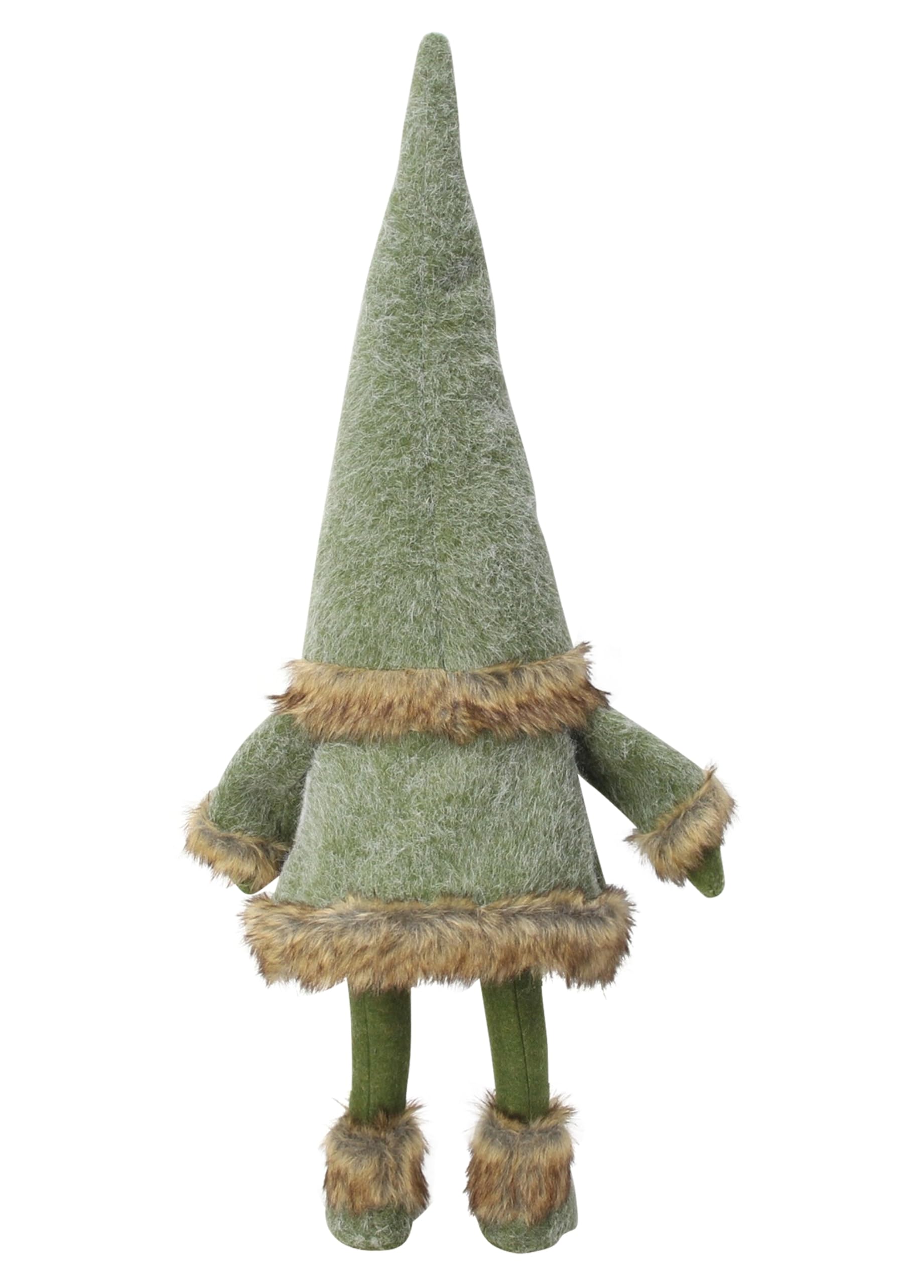 FRANK FLECHTWAREN Großer Wichtel Schneeflocke, tolle große Deko mit Wackelkörper, Filz und Kunstfell, Hohe 90 cm, richtigern Blickfang