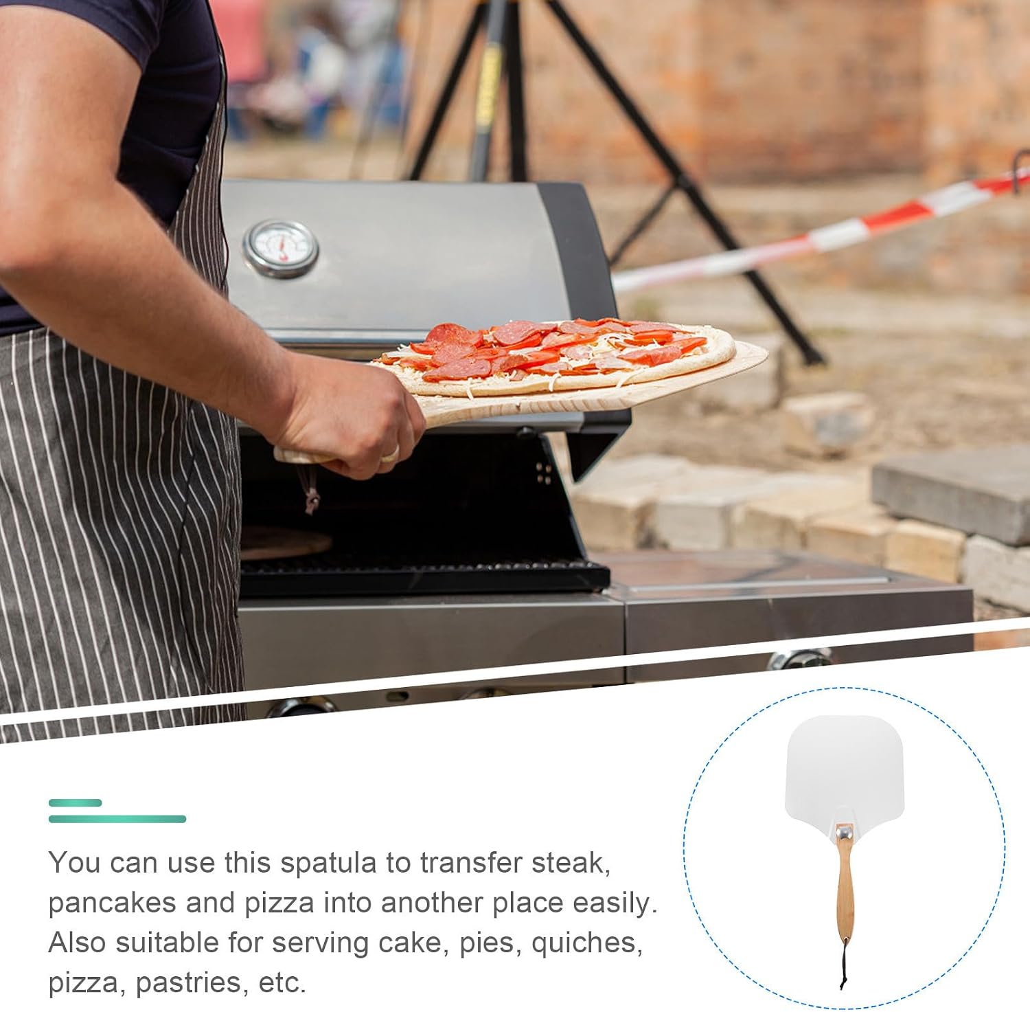 Folding Pizza Peel with Wood Handle Stainless Steel for Bbq