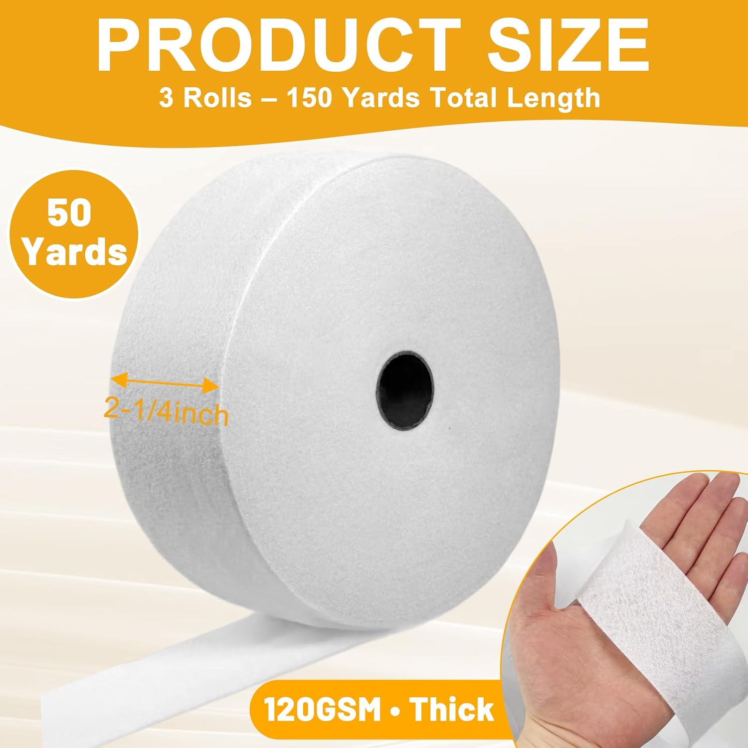 2 1/2 Inch Jelly Roll Batting Strips 3 Rolls Jelly Roll Fabric Total 150 Yards Cotton Blend Batting on a Roll for Quilting, Throw Rugs, DIY Sewing Projects image 2