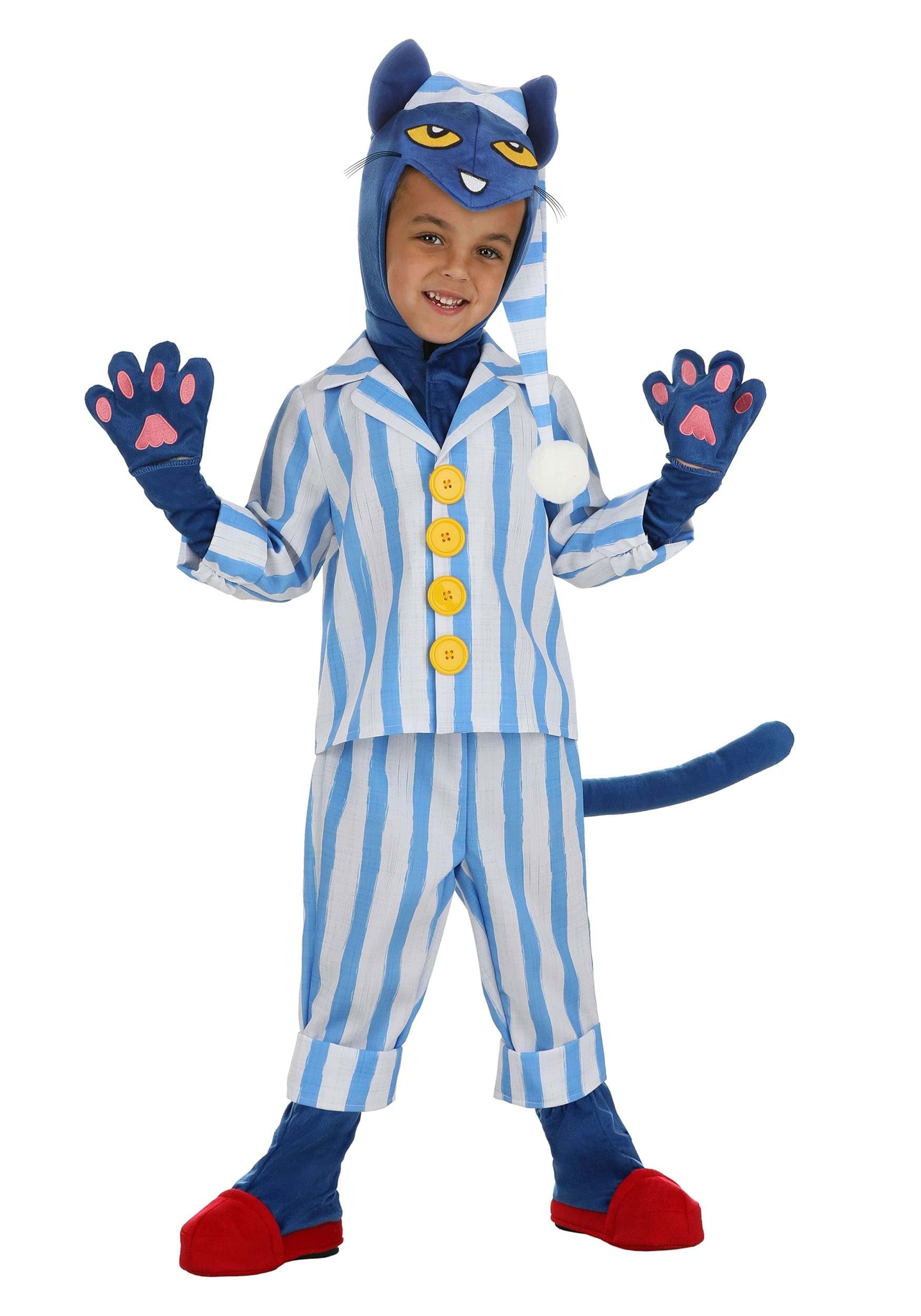 Boy's Bedtime Blues Pete the Cat Toddler Costume, Shirt, Pants, Hood, Mitts, and Shoe Covers