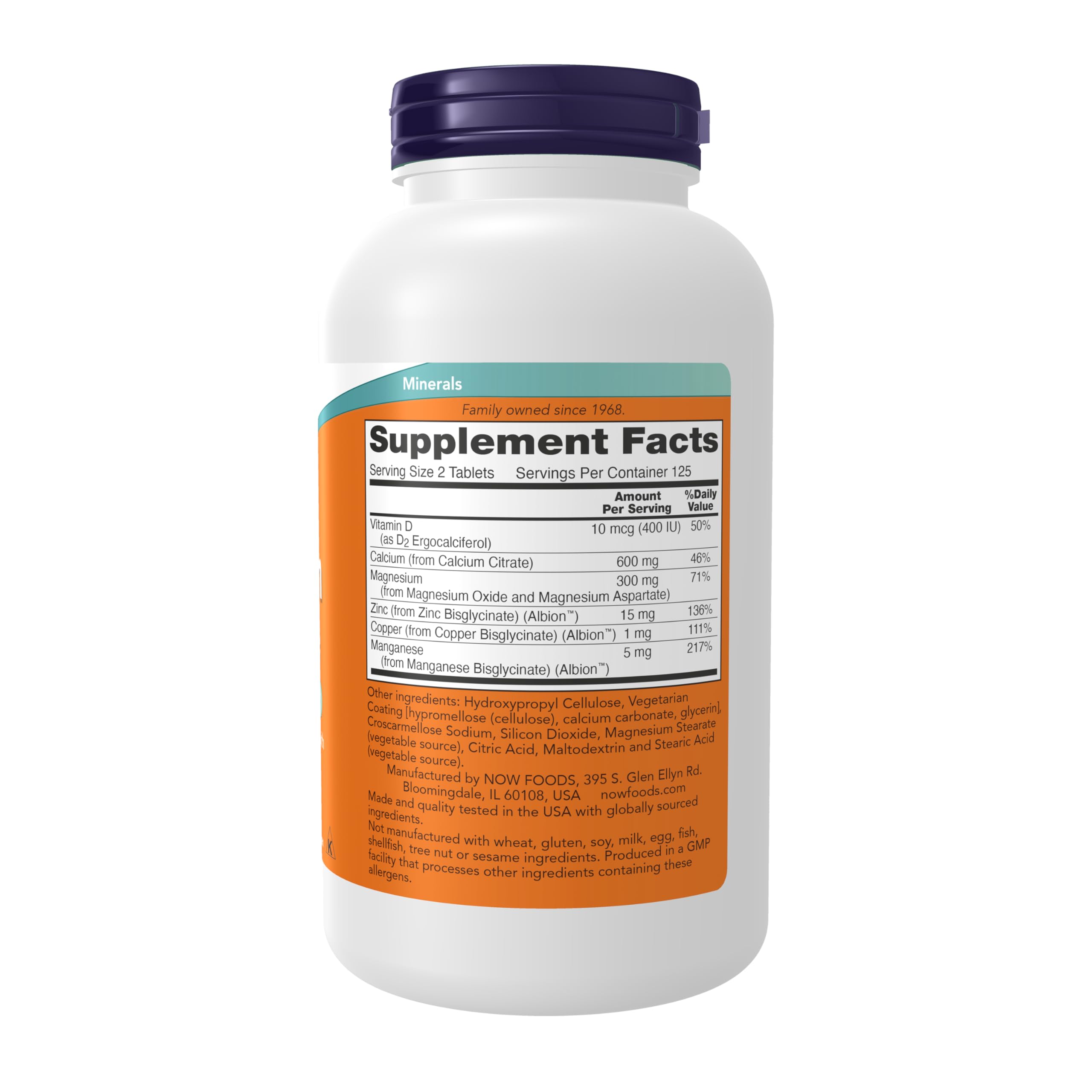 NOW Supplements, Calcium Citrate with Vit D, Magnesium, Zinc, 250 Tabs — Amazon image 2
