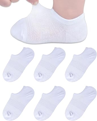 Baby No Show Socks Toddler Non Slip Grip Socks 1-4T Little Girls Boys Cute Low Cut Cotton Ankle Sock 6 Pairs