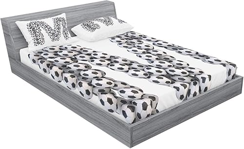 Miniatura 77 de Ambesonne Juego de sábanas bajeras y fundas de almohada con diseño de gato durmiendo en luna creciente, estrellas, sueños nocturnos, juego de ropa