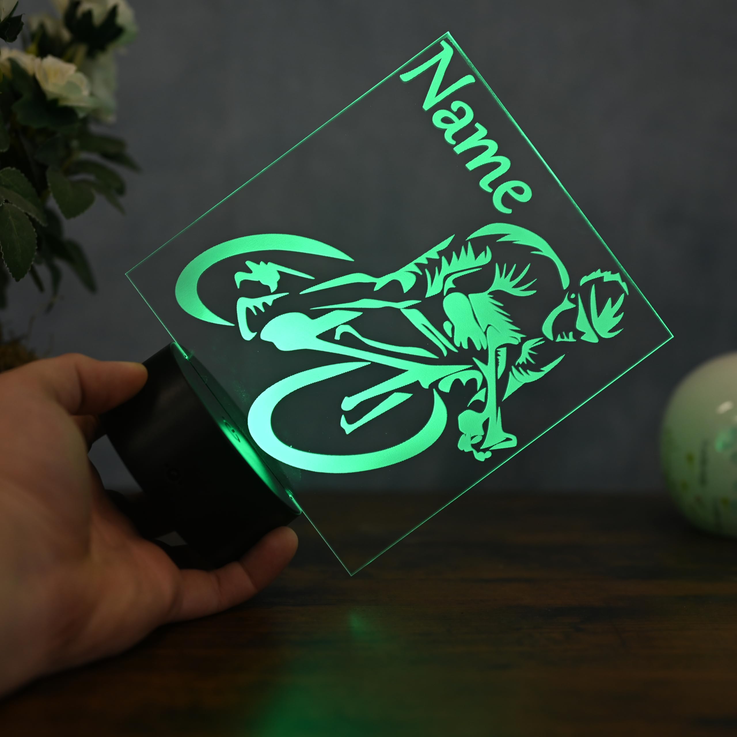 Personalisierte LED Rennradfahrer Lampe – Geschenk für Radfahrer & Sportbegeisterte – LED Nachtlicht & Tischlampe mit Farbwechsel & Fernbedienung
