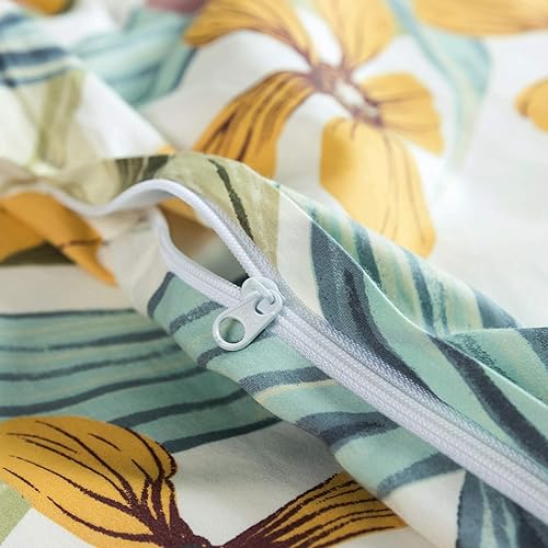 Miniatura 4 de SUSYBAO - Juego de funda de edredón de 3 piezas, 100% algodón egipcio, diseño de hojas tropicales, estampado geométrico de cachemira, 1 funda de