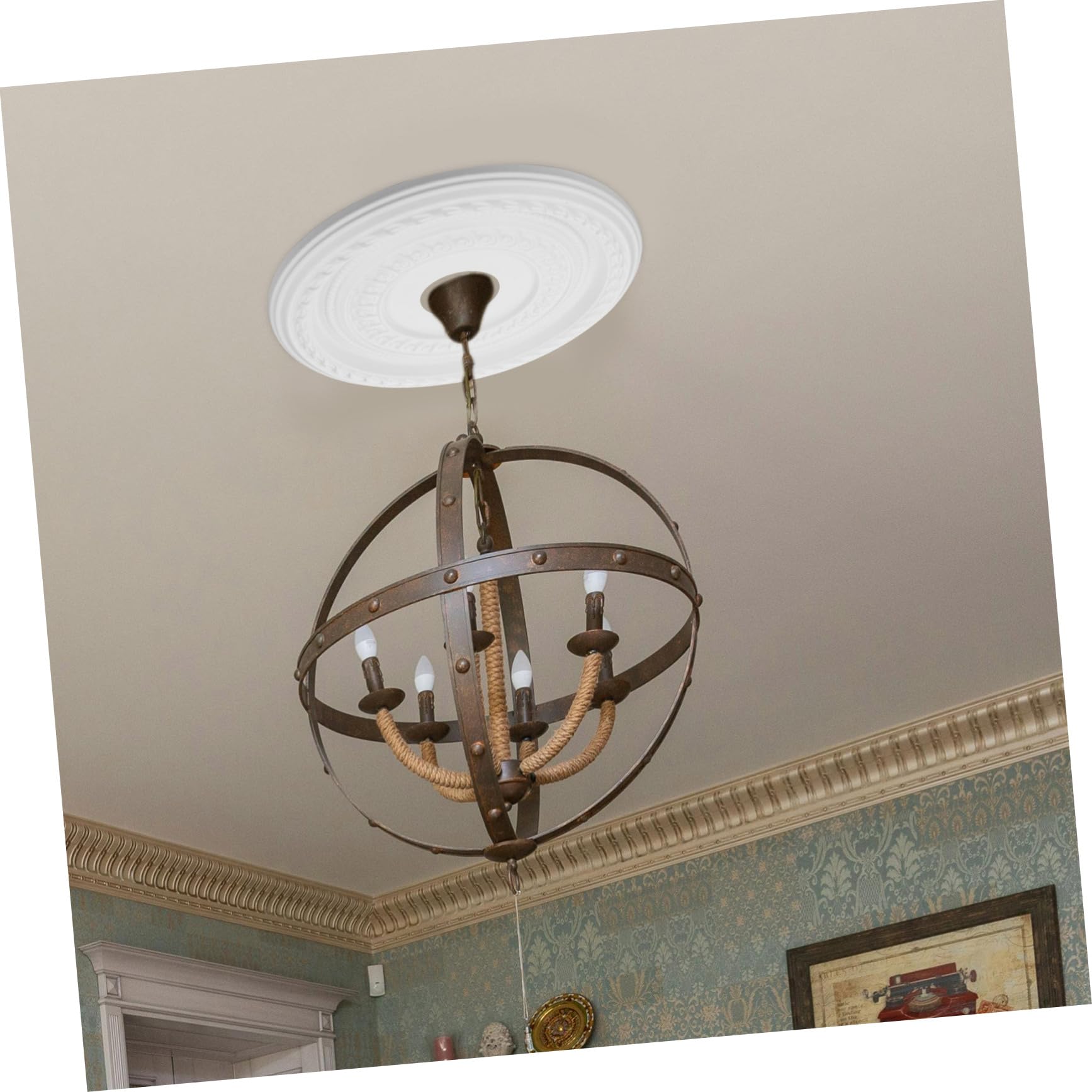 Medaglione Decorativo Soffitto Pu Bianco per Luce, 1 Pezzo