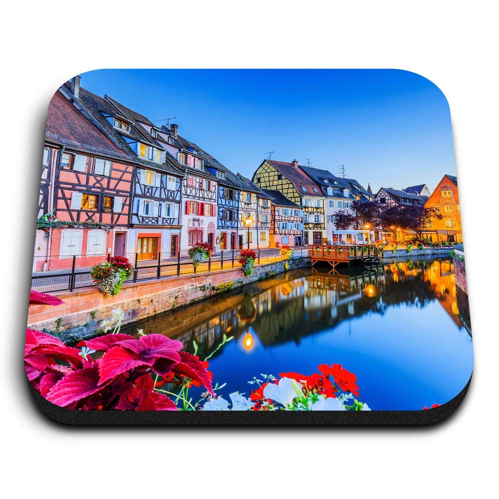 Destination Vinyl Ltd Multicolor 1 X Square Mdf Fridge Magnet - Canal Colmar Alsace France 44511