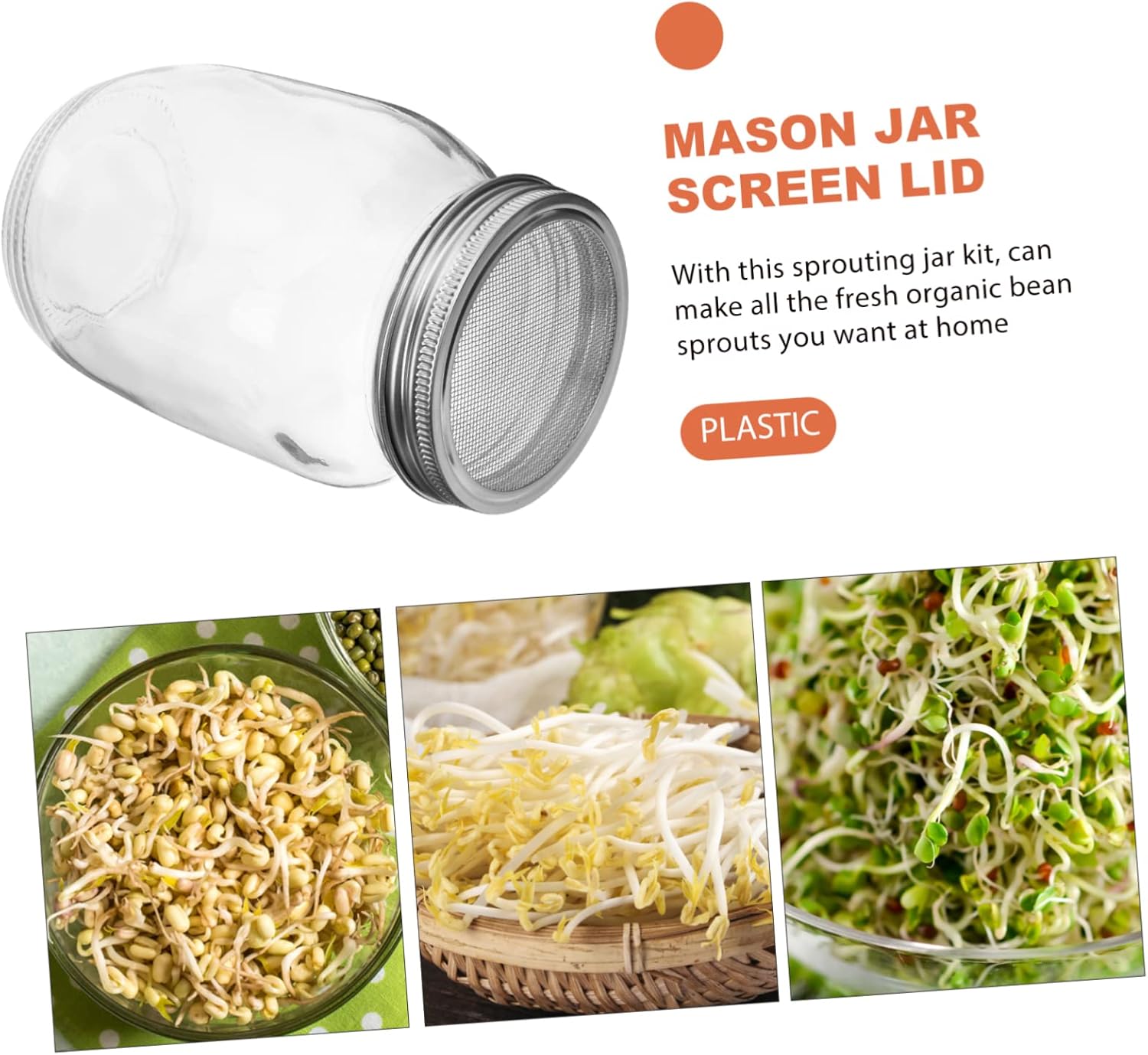 KESYOO 1 Set Germination Jar Kit Mason Jar Kits Tray Germination Jar Lid Black Jar Indoor Sprout Plants Growing Kit Germination Kit Microgreens Transparent Plastic