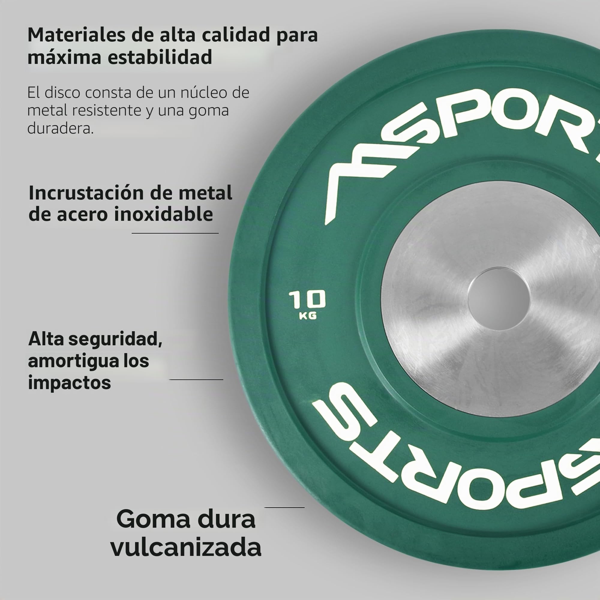 MSPORTS Olympia Juego de 2 discos de pesas profesionales, diámetro del orificio, 51 mm, calidad de estudio, hierro fundido, 5-20 kg