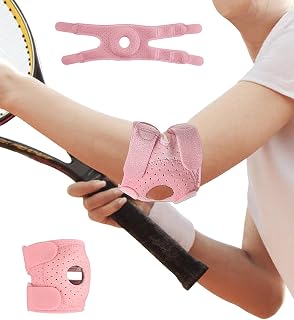 1pc Sports Adjustable Elbow Brace, Tendonitis Elbow Brace for Bursitis, Sprains, Strains, Sports Injury Recovery Joint, Arthritis Pain Relief (Pink)