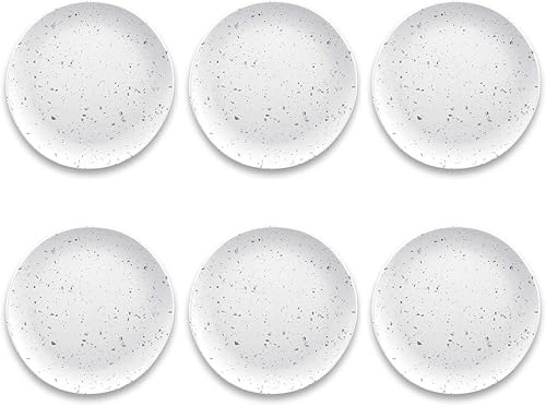 TarHong Plato llano de terrazo, 10.5 pulgadas, melamina, juego de 6