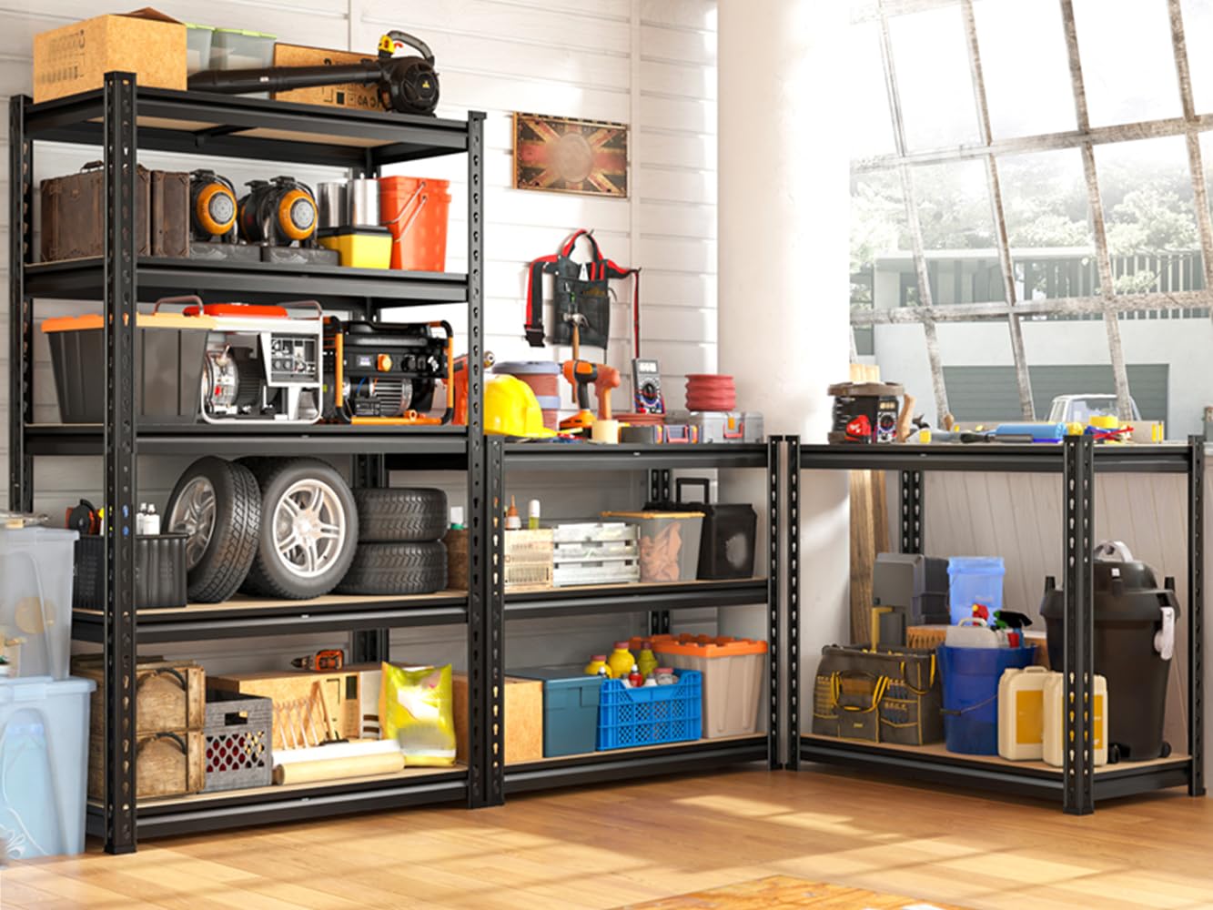 REIBII Set of 2 Storage Shelves 5 Tier Garage Shelving Heavy Duty