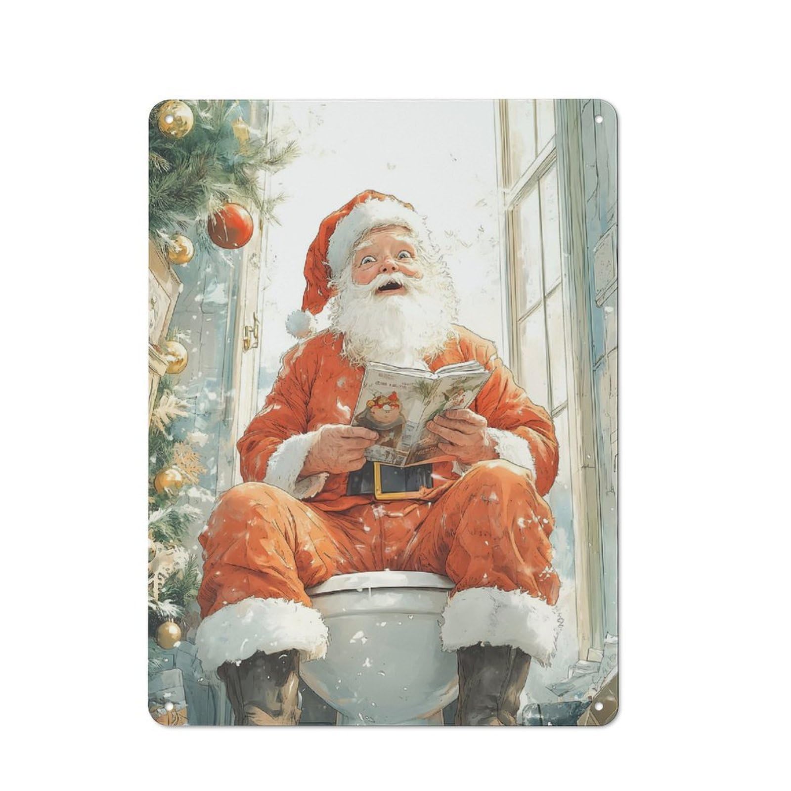 Junmoney Santas Christmas Break Metal Sign 40X30cm With For Hallway Wall, Retro Decor, Autumn Home Decor For Collectors Of Metal Signs